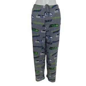 SEATTLE SEAHAWKS Loungepants, XL, Grey fleece, Logo all over, Elastic waist